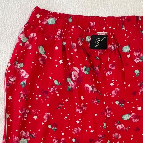Victoria's Secret Sleep Pants Red Flowers Stars PJ Lounge Cotton Size Small - Picture 6 of 9